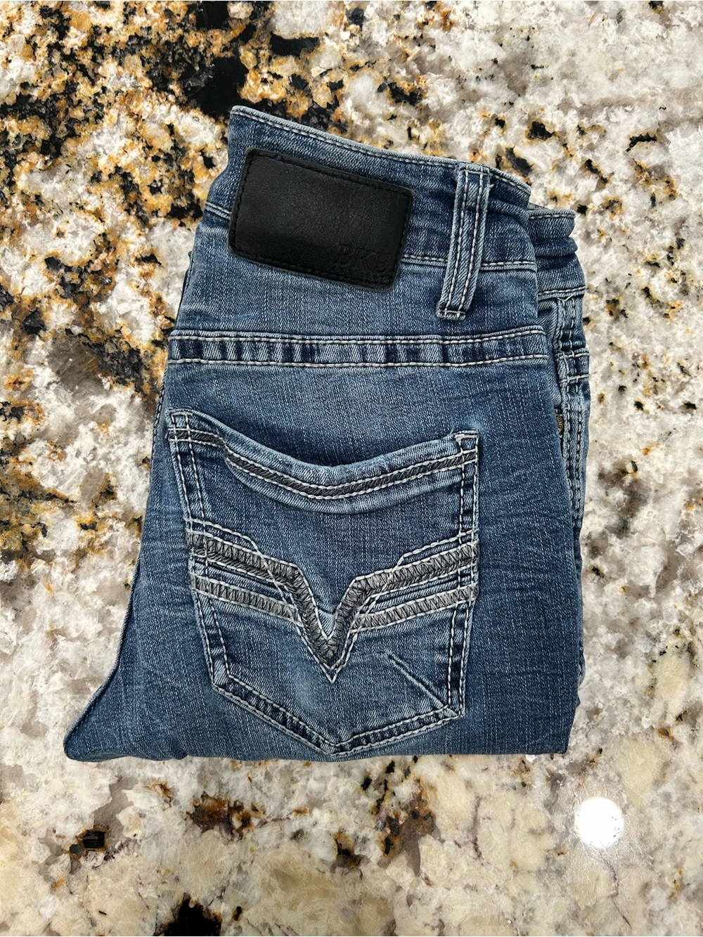 BKE Alec Men's Jeans 27x32 Straight Fit Medium Wash Stretch Denim Buckle
